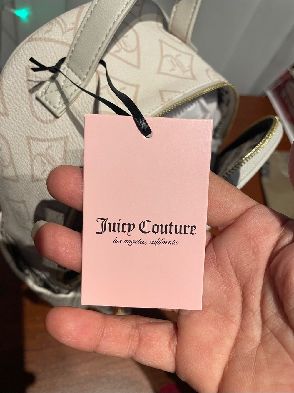 NWT Juicy Couture Cream & Beige Monogram Backpack - Picture 10 of 10